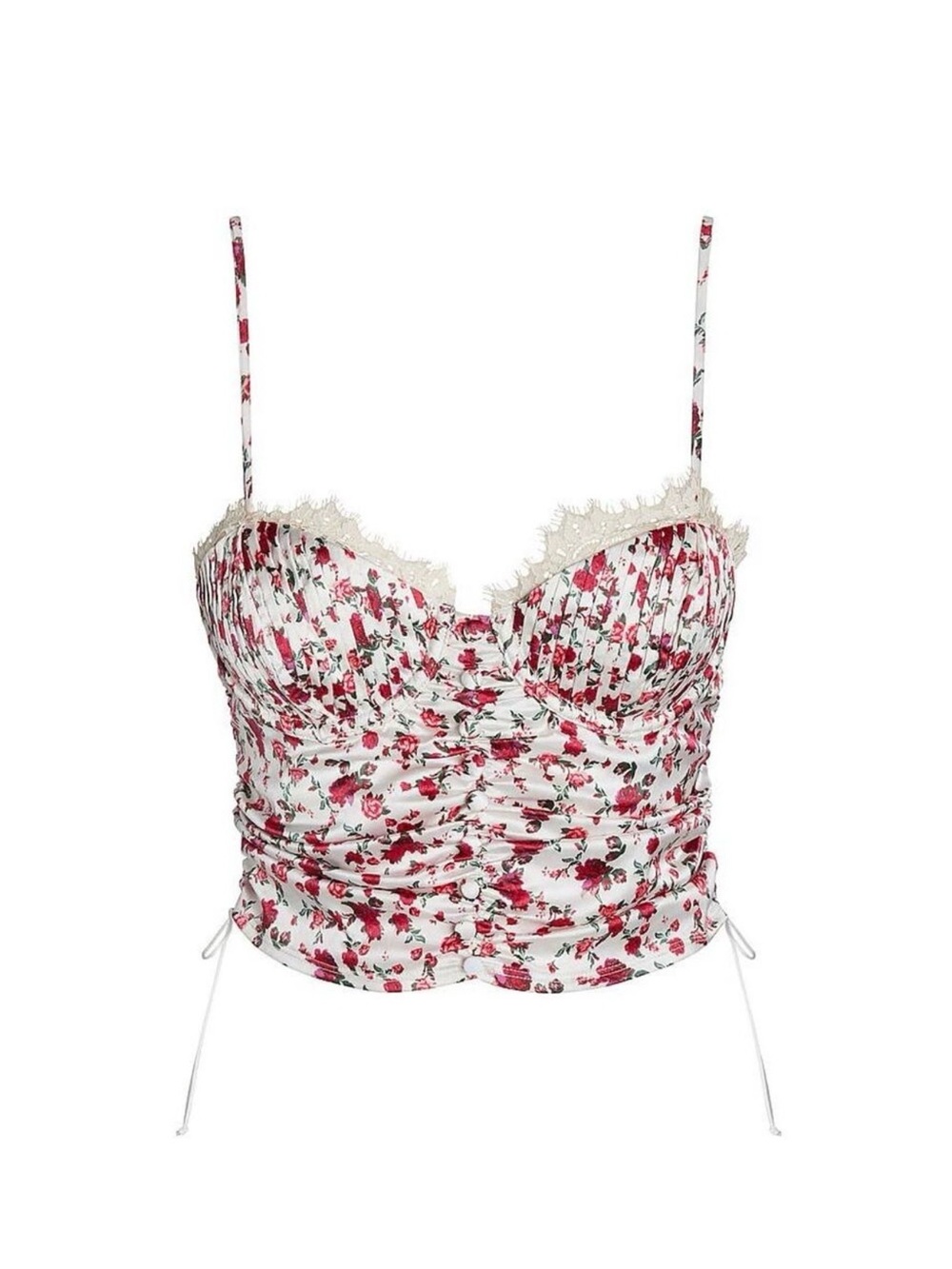 For Love & Lemons Melrose Floral Lace-Trim Bustier Top